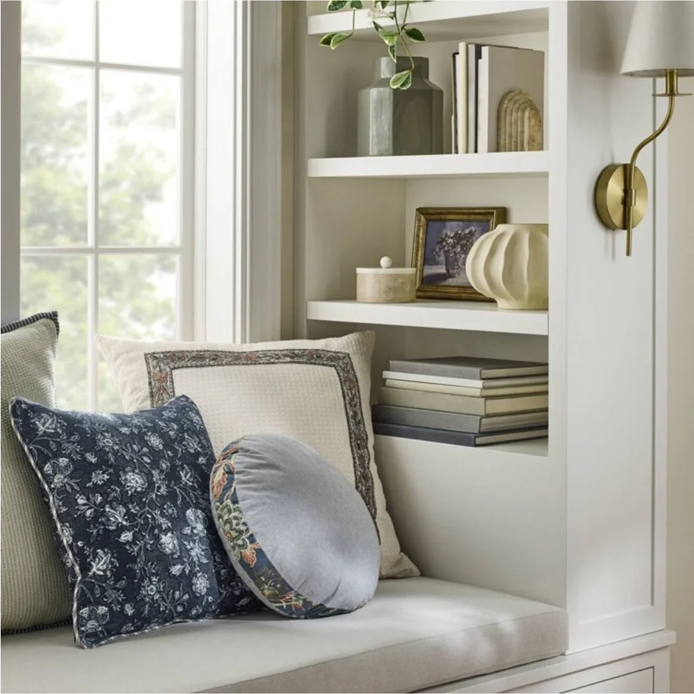 Square Allover Floral Pillow Navy - Threshold™ designed with Studio McGee